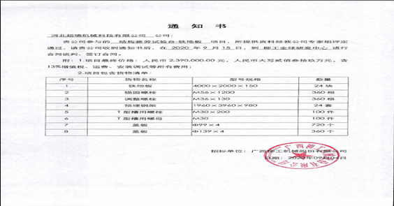 【hot】河北超德機械科技有限公司 疲勞試驗臺鐵地板中標公告